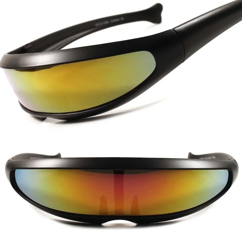 Red Yellow Mirror Lens Alien Space Costume Cyclops Futuristic Novelty Sunglasses